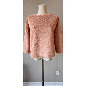 Madewell Peachy Pink Sherpa TEDDY Bear Pullover Sweater Lined‎ Warm CUTE XS